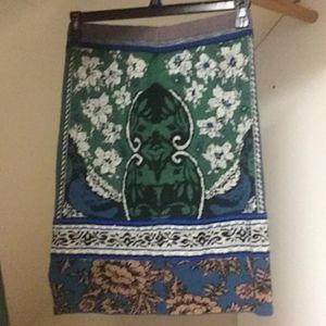 Moth by Anthropologie green and blue printed skirt